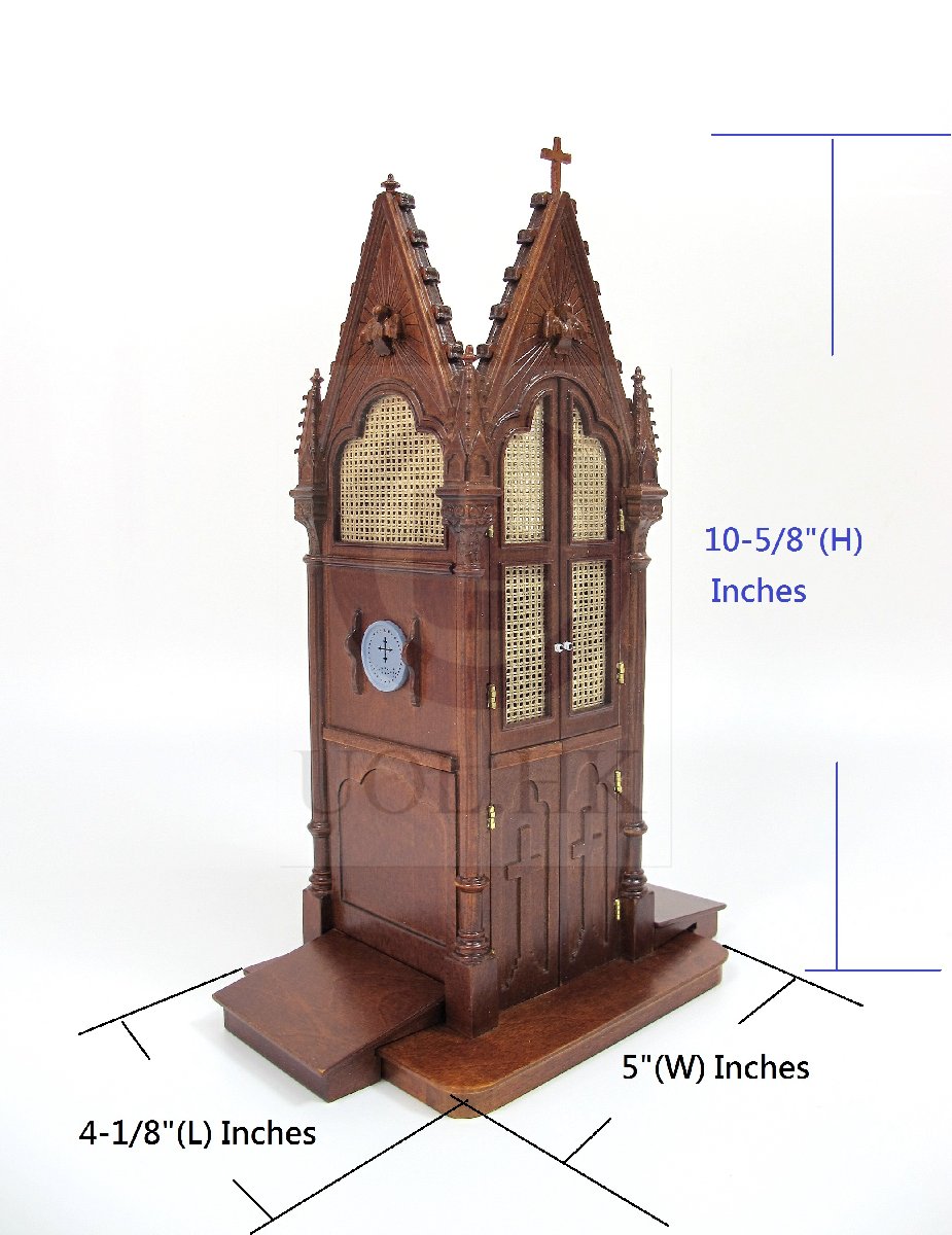 Wooden Miniature 1:12 Scale Doll House Gothic Confessional