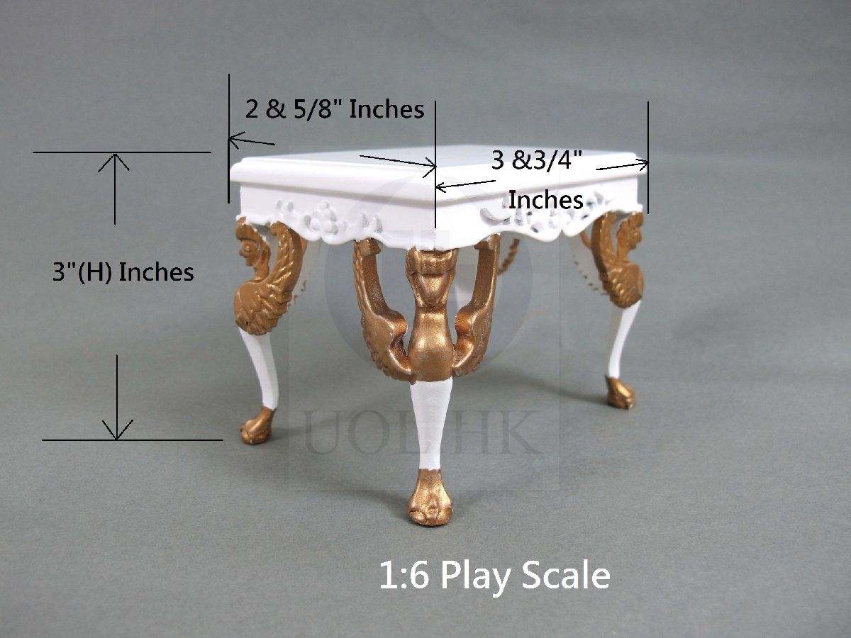 1:6 Play Scale Victorian White Stool For Barbie/FR Doll