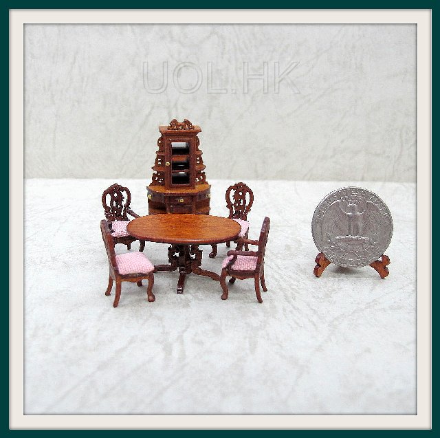 1:48 Scale of miniature tiny dinning room(6pcs)-Walnut