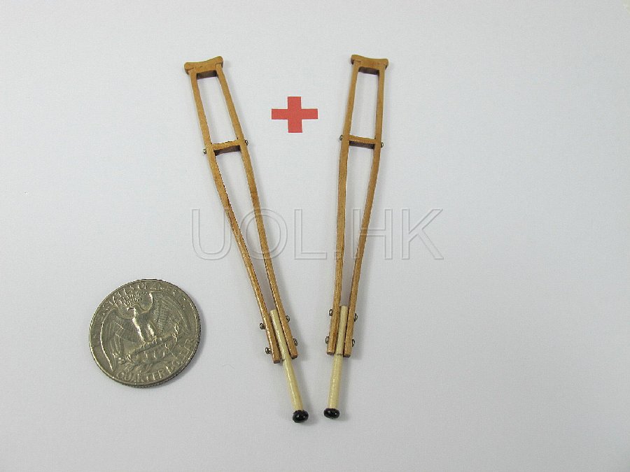 1"scale High end a pair hand carved crutch