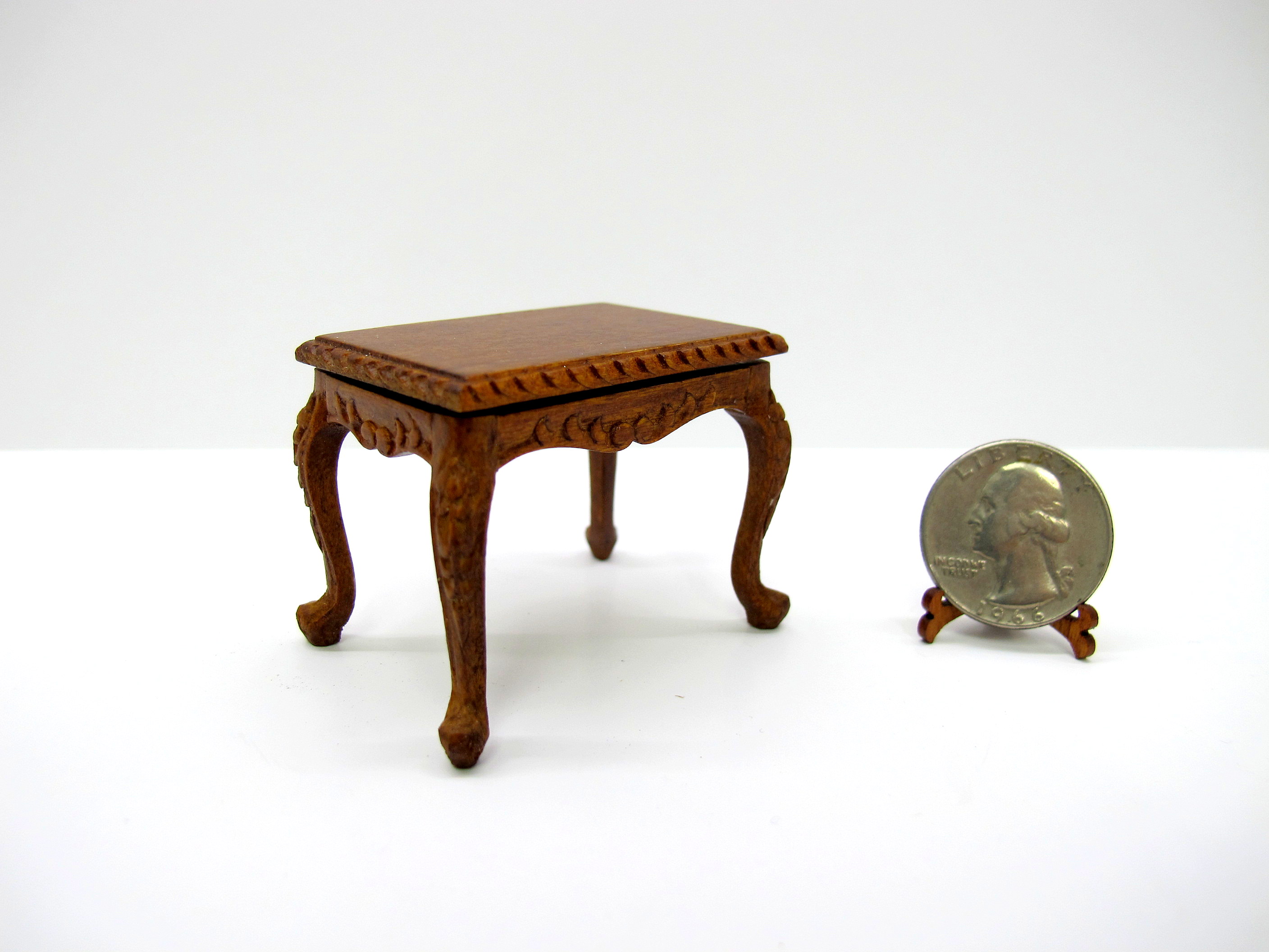 Miniature 1:12 Sacle Doll House Walnut Parlor Piano Stool