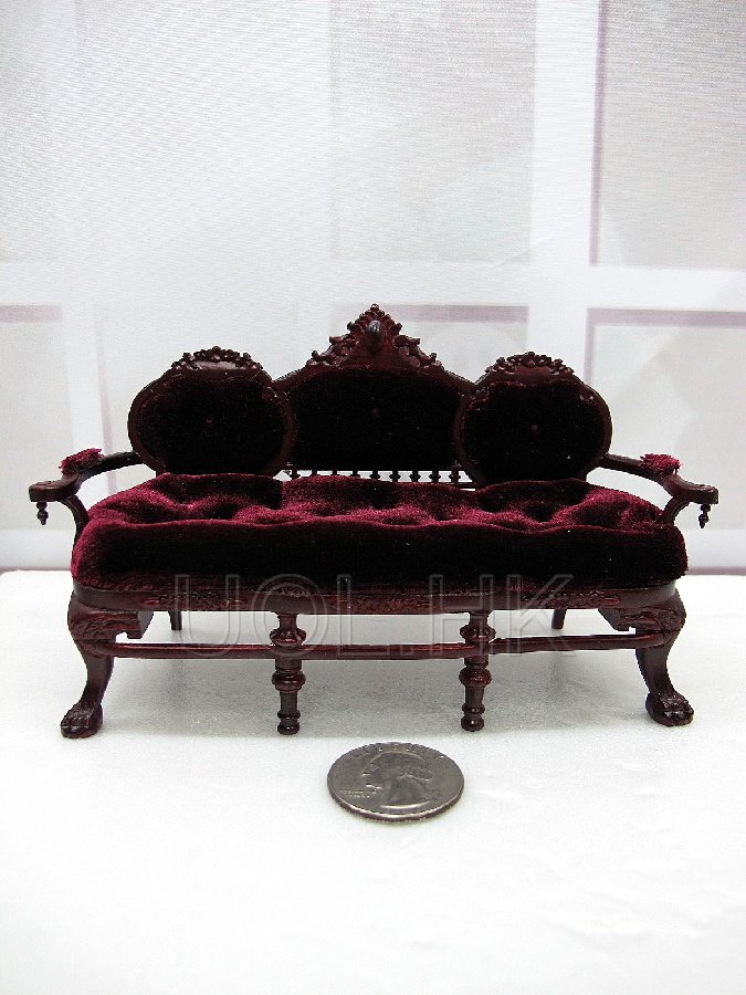 1:12 Scale Tudor Mahogany Sofa --Rost soft seat