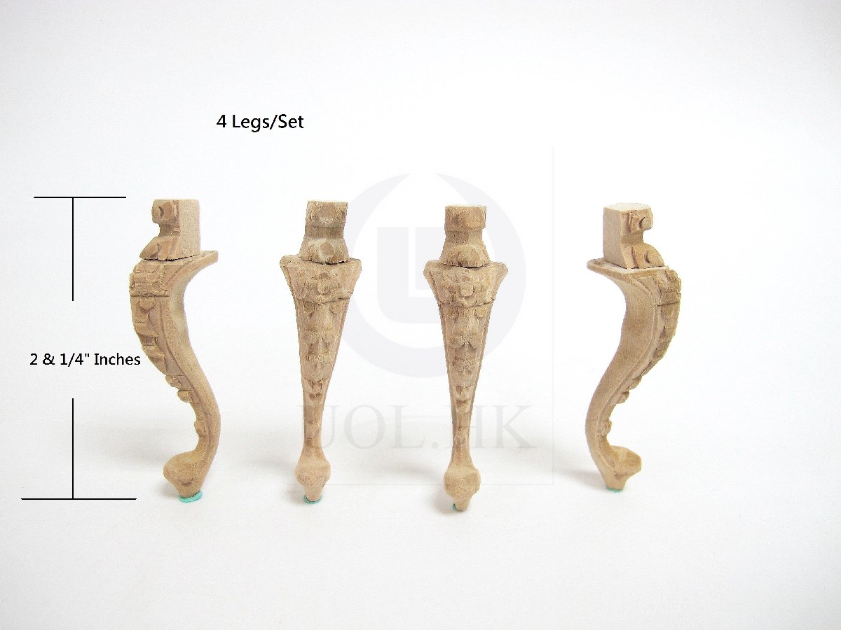 Unfinished 1:12 Scale Desk Carved Legs (4 Legs)
