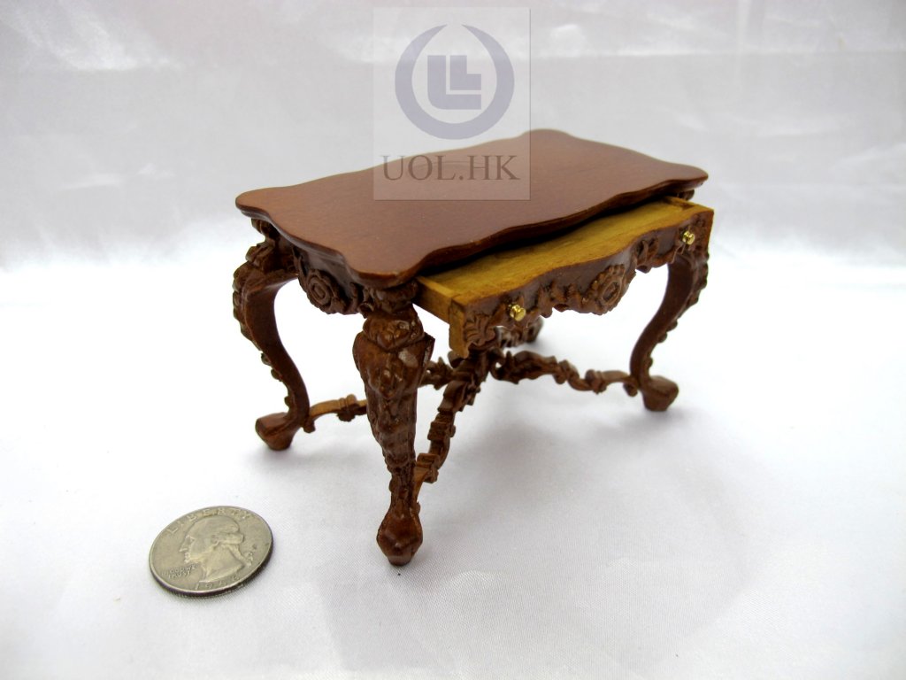 Miniature 1:12 Scale Victorian Carved Desk For Doll House [WN]