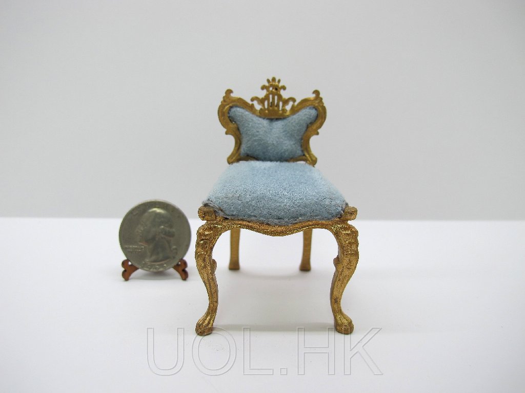 1:12 Scale Doll House Miniature Fantasy Lyre Gold Chair