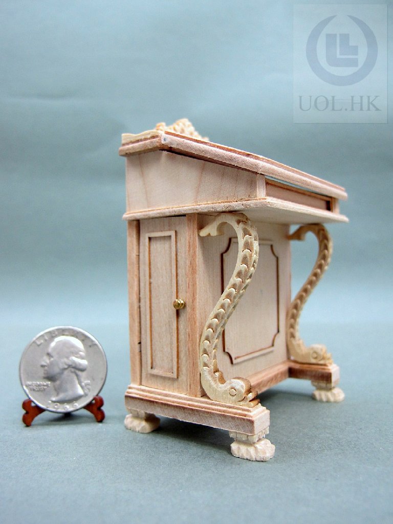 Doll House 1:12 Scale Wood Carved Davenport Desk [Unpainted]