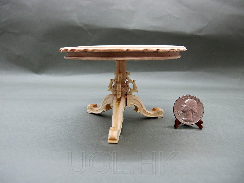 1:12 Scale round  table for doll house -Unfinished