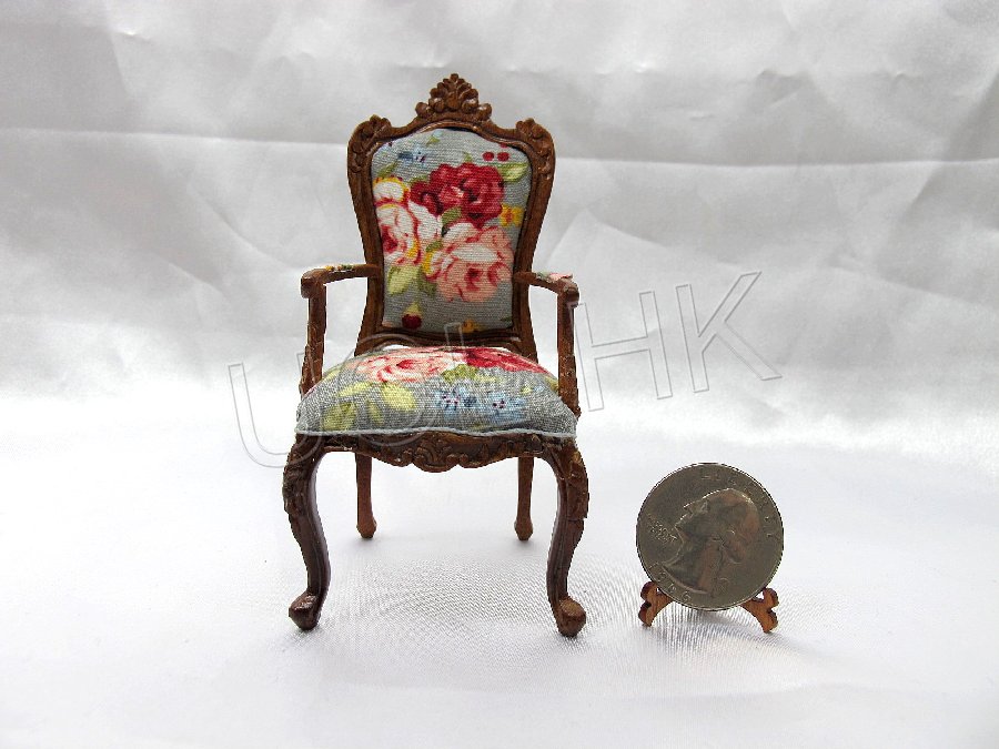 1:12 Scale of doll house arm chair (Flowers pattern fabric)