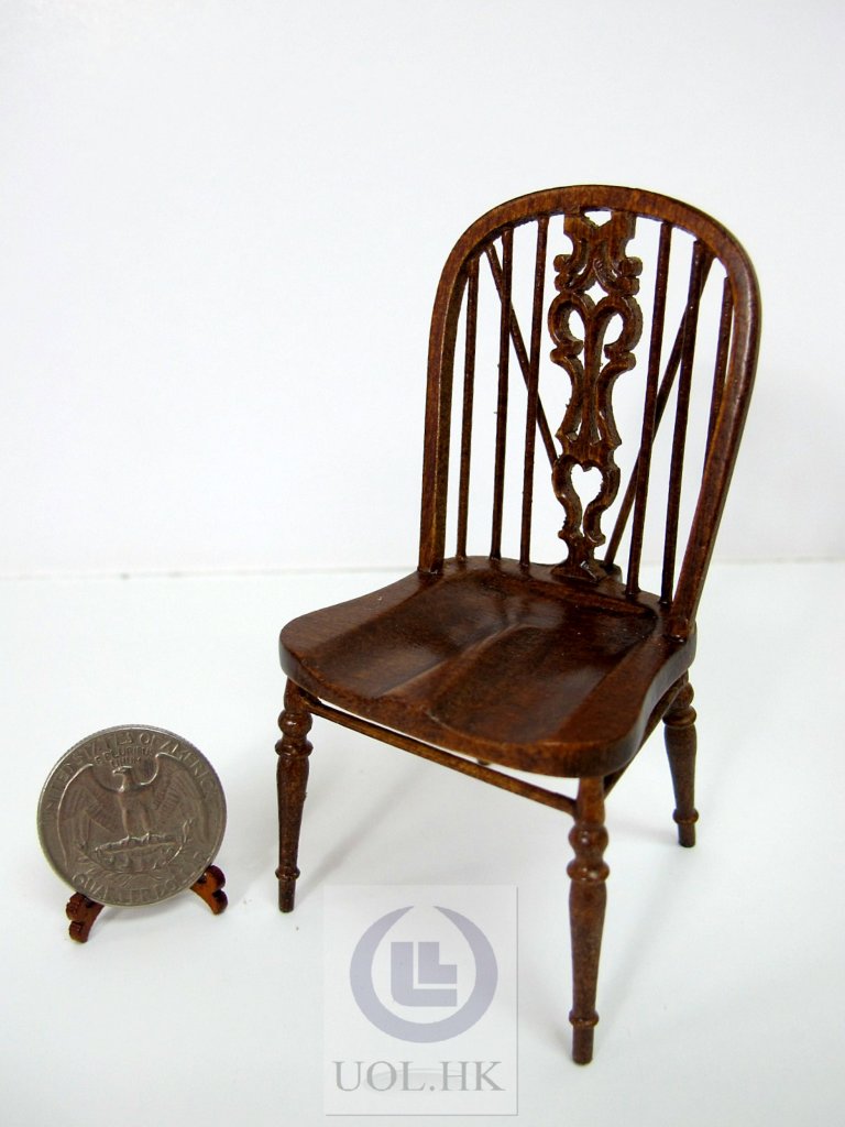 1:12 Scale Miniature Windsor Side Chair[Finished in dark walnut]