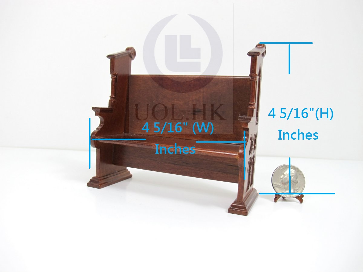1:12Scale Miniature Church Pew For Doll House-Finished in walnut