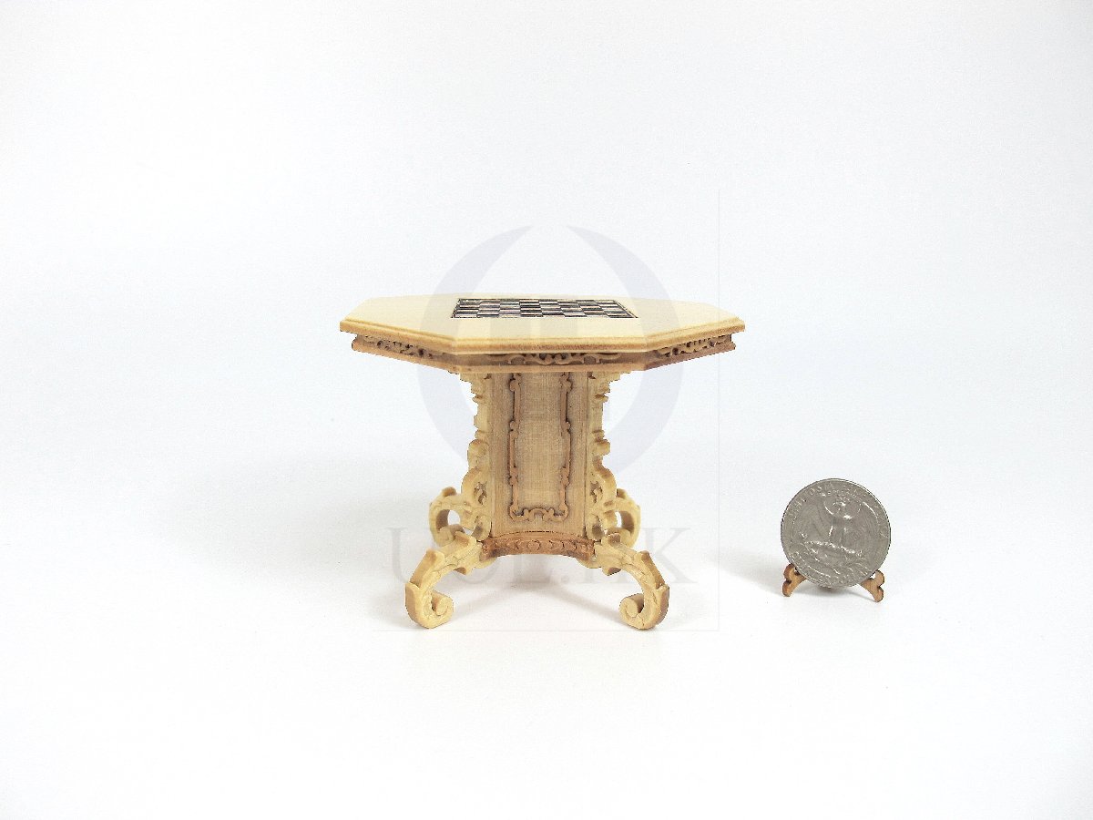 1:12 Scale Miniature Mid-Victorian Chess Table For Doll House