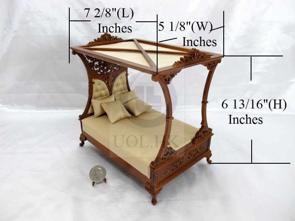 1:12 Scale Miniature The"Vanessa" Canopy Bed For Doll House[WN]
