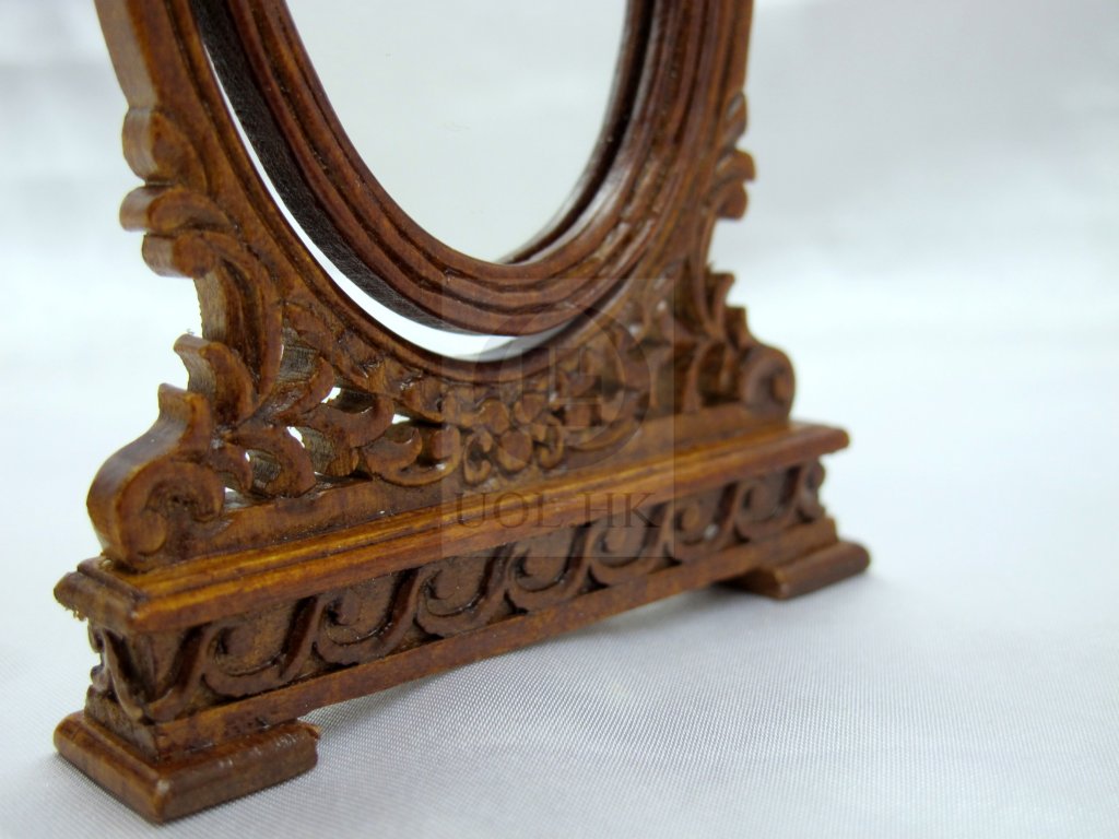 Wood Carved Miniature 1:12 Scale Doll House Cheval Mirror