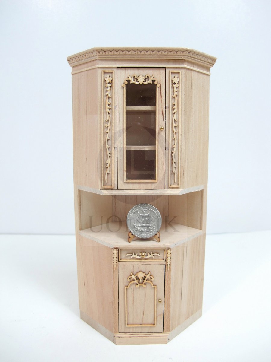 Miniature 1:12 Scale French Provincial Corner Unit For Dollhouse