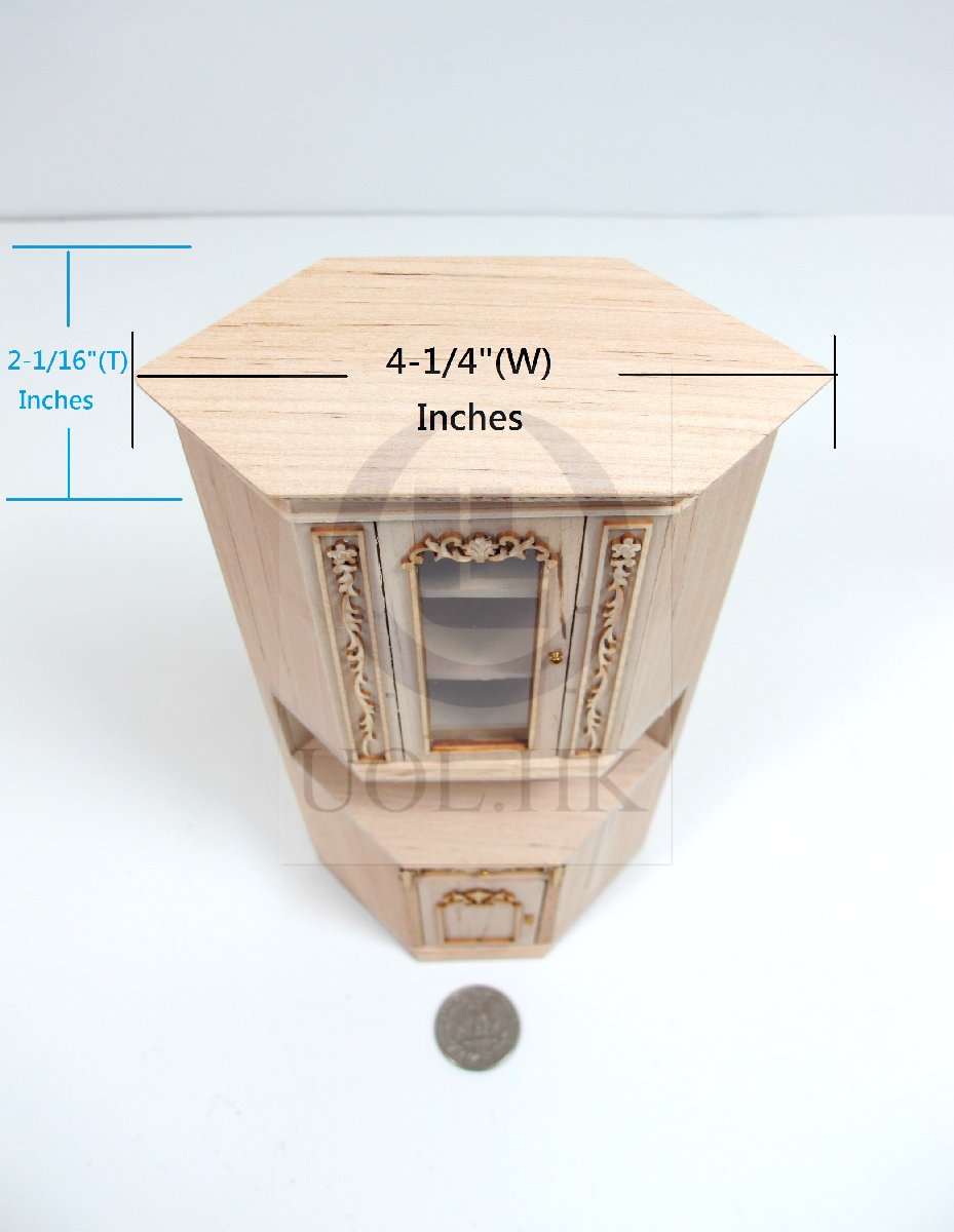 Miniature 1:12 Scale French Provincial Corner Unit For Dollhouse