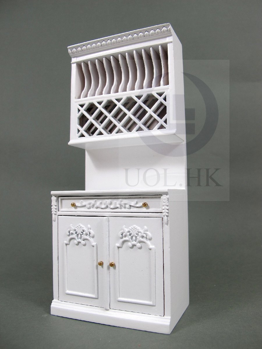1:12 Scale Miniature French Provincial Plate Rack Cabinet [W]