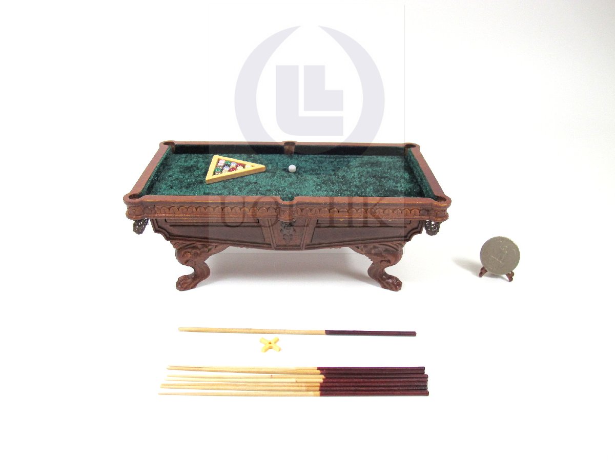 Miniature 1:12 Scale Wooden Billiard Table[Finished in walnut]
