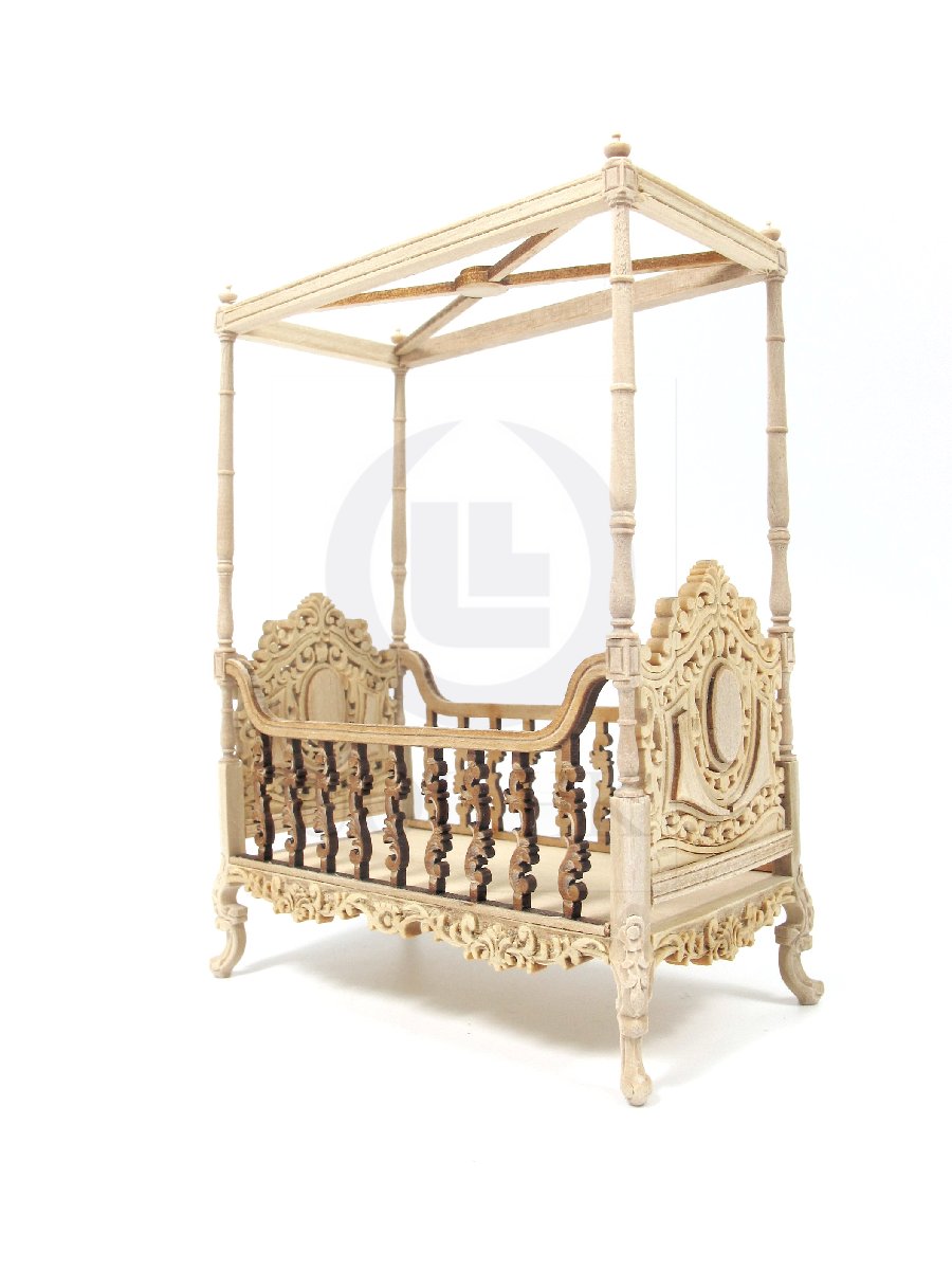 1:12Scale Miniature The "Berit" 4 Poster Crib For Doll House[UF]