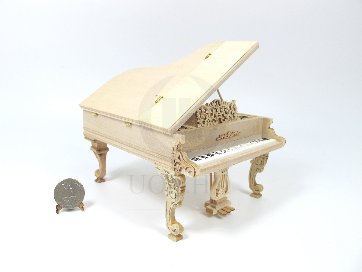 Doll House 1:12 Scale Rococo Style Victorian Grand Piano [UF]