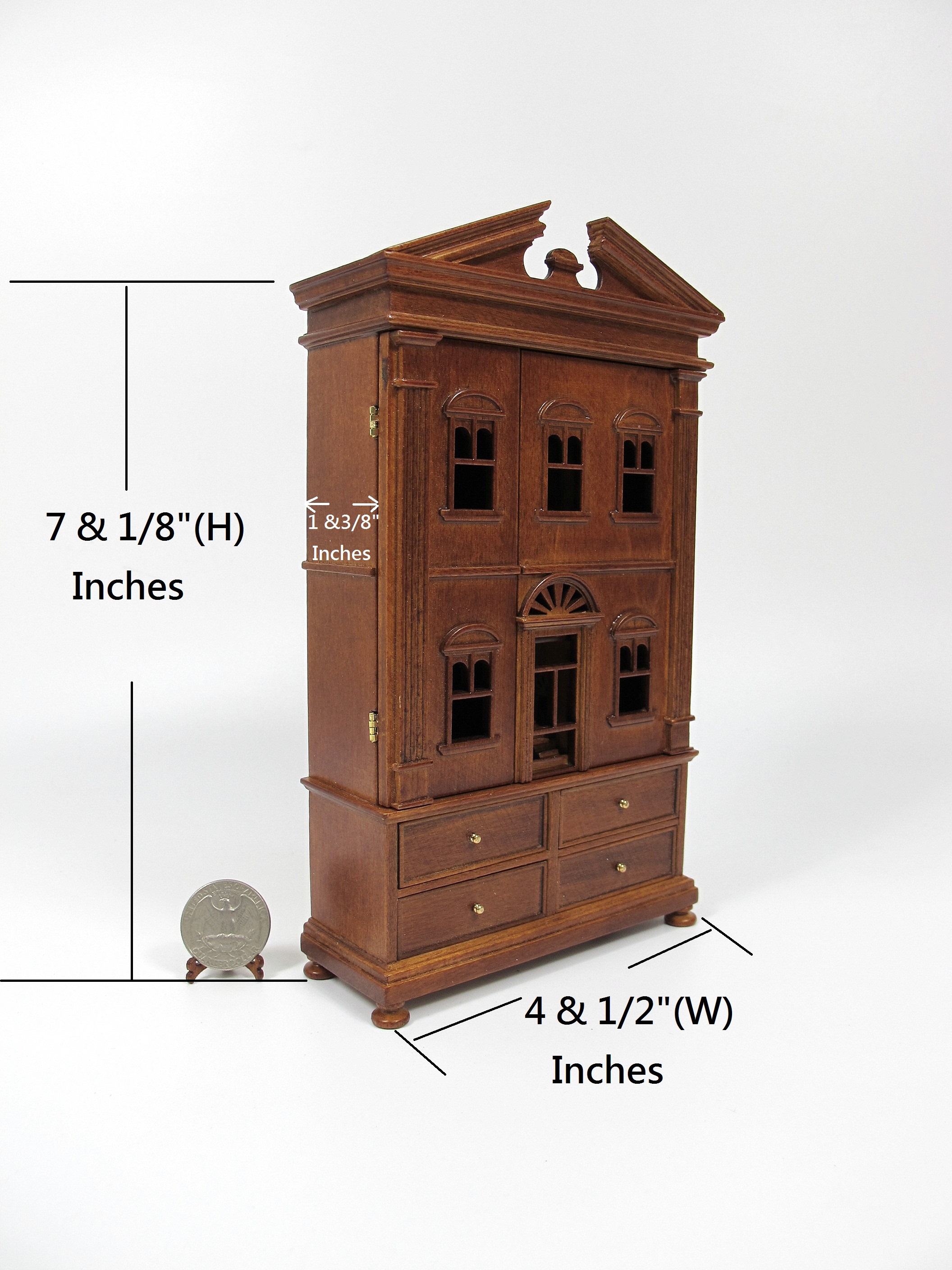 Miniature Wooden The "Barbara" Baby House[Finished in walnut]