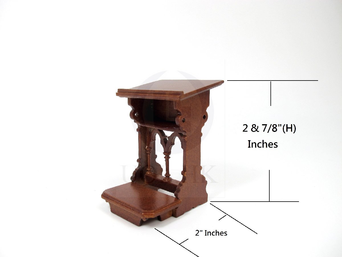 1:12 Scale Dollhouse Bible Stand Gothic/Prayer Kneeler Bench[WN]