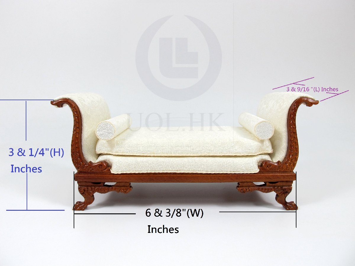 Dollhouse Miniature 1:12 Scale Wooden Daybed