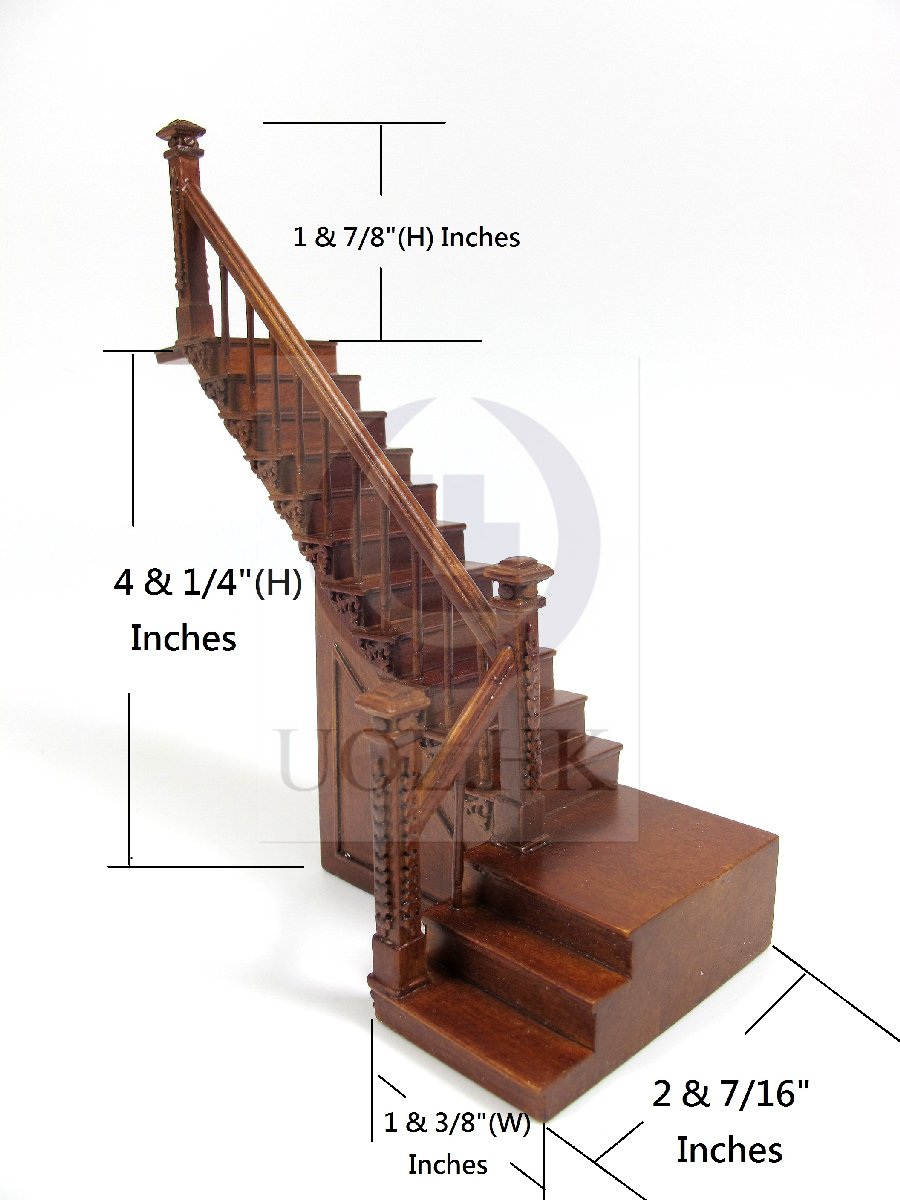 Dollhouse 1:24 Scale Left Landing Staircase With Stock Room[WN]