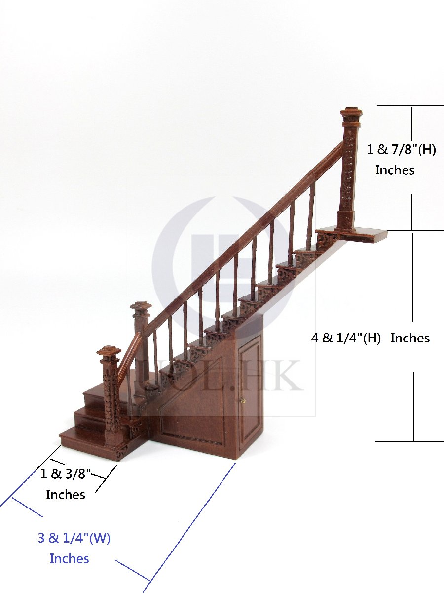 Dollhouse 1:24 Scale Right Landing Staircase With Stock Room[WN]